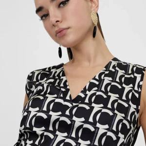 Lola Casademunt Camisetas Y Tops<Top fluido monograma NEGRO-BLANCO