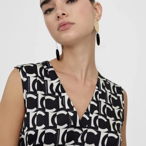 Lola Casademunt Camisetas Y Tops<Top fluido monograma NEGRO-BLANCO