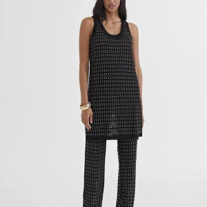 Lola Casademunt Camisetas Y Tops<Top largo con piezas metalicas NEGRO
