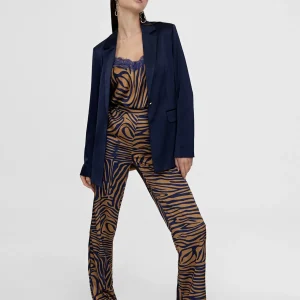 Lola Casademunt Camisetas Y Tops<Top lencero animal print AZUL-MARRON