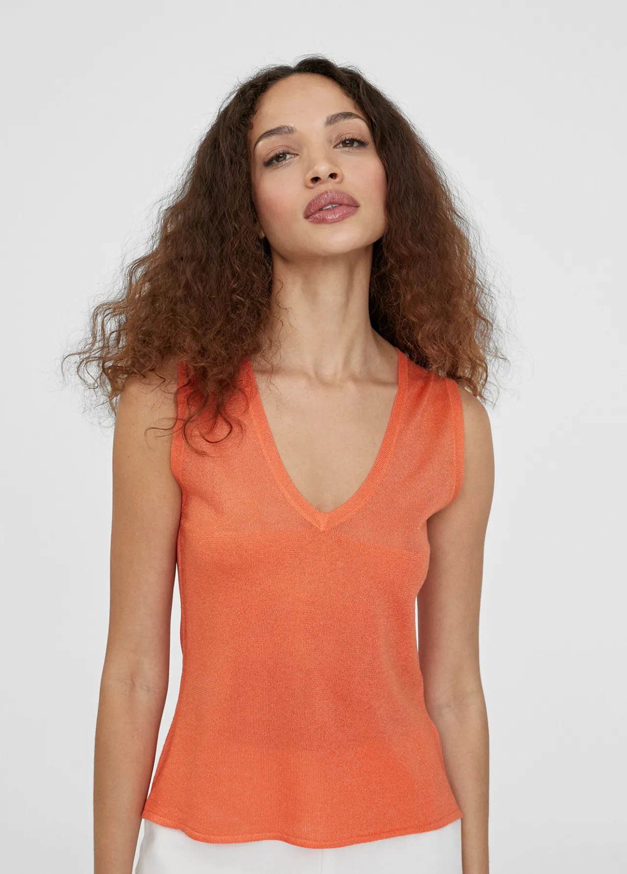 top_punto_color_liso_0.webp Lola Casademunt Camisetas Y Tops | Punto<Top punto color liso NARANJA