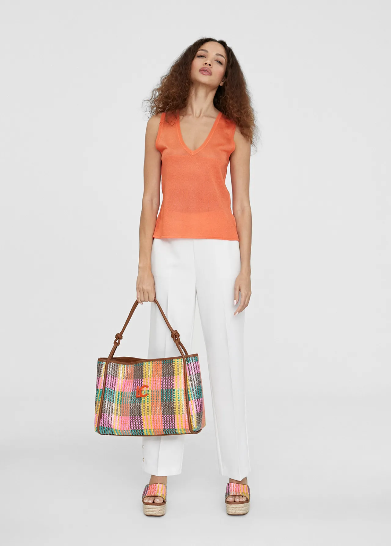 top_punto_color_liso_3.webp Lola Casademunt Camisetas Y Tops | Punto<Top punto color liso NARANJA