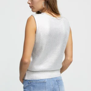 Lola Casademunt Camisetas Y Tops | Punto<Top punto laminado PLATEADO