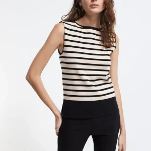 Lola Casademunt Camisetas Y Tops | Punto<Top punto rayas NEGRO-CRUDO