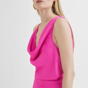 Lola Casademunt Camisetas Y Tops<Top satinado con drapeado FUCSIA