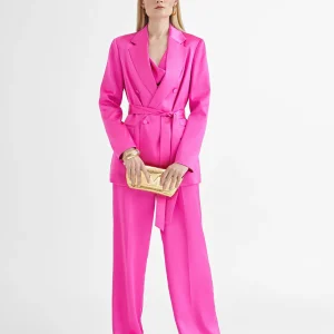Lola Casademunt Camisetas Y Tops<Top satinado con drapeado FUCSIA