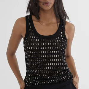 Lola Casademunt Camisetas Y Tops<Top semi transparente NEGRO