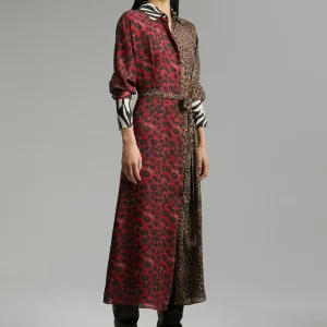 Lola Casademunt Animal Print | Vestidos Y Faldas<Vestido animal print combinado ROJO-VERDE