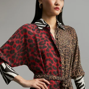 Lola Casademunt Animal Print | Vestidos Y Faldas<Vestido animal print combinado ROJO-VERDE