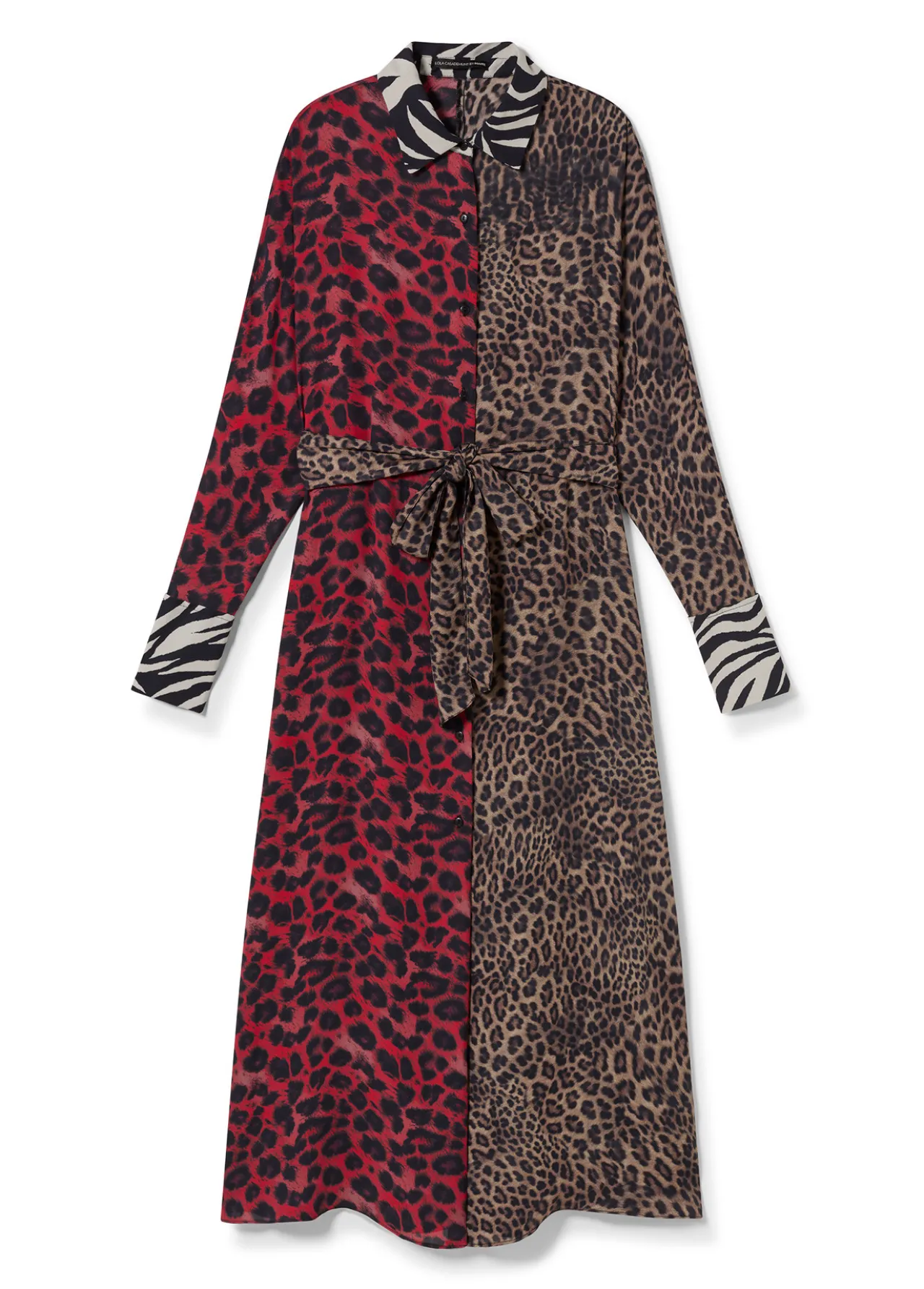 vestido_animal_print_combinado_2.webp Lola Casademunt Animal Print | Vestidos Y Faldas<Vestido animal print combinado ROJO-VERDE