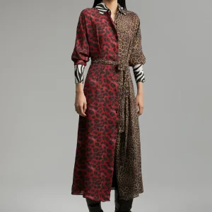 Lola Casademunt Animal Print | Vestidos Y Faldas<Vestido animal print combinado ROJO-VERDE