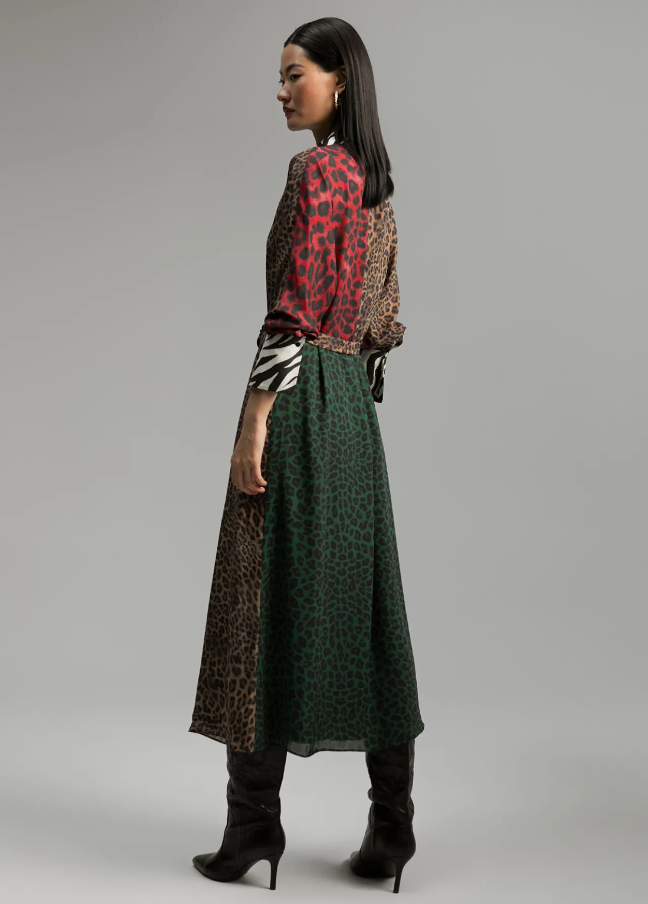 vestido_animal_print_combinado_4.webp Lola Casademunt Animal Print | Vestidos Y Faldas<Vestido animal print combinado ROJO-VERDE