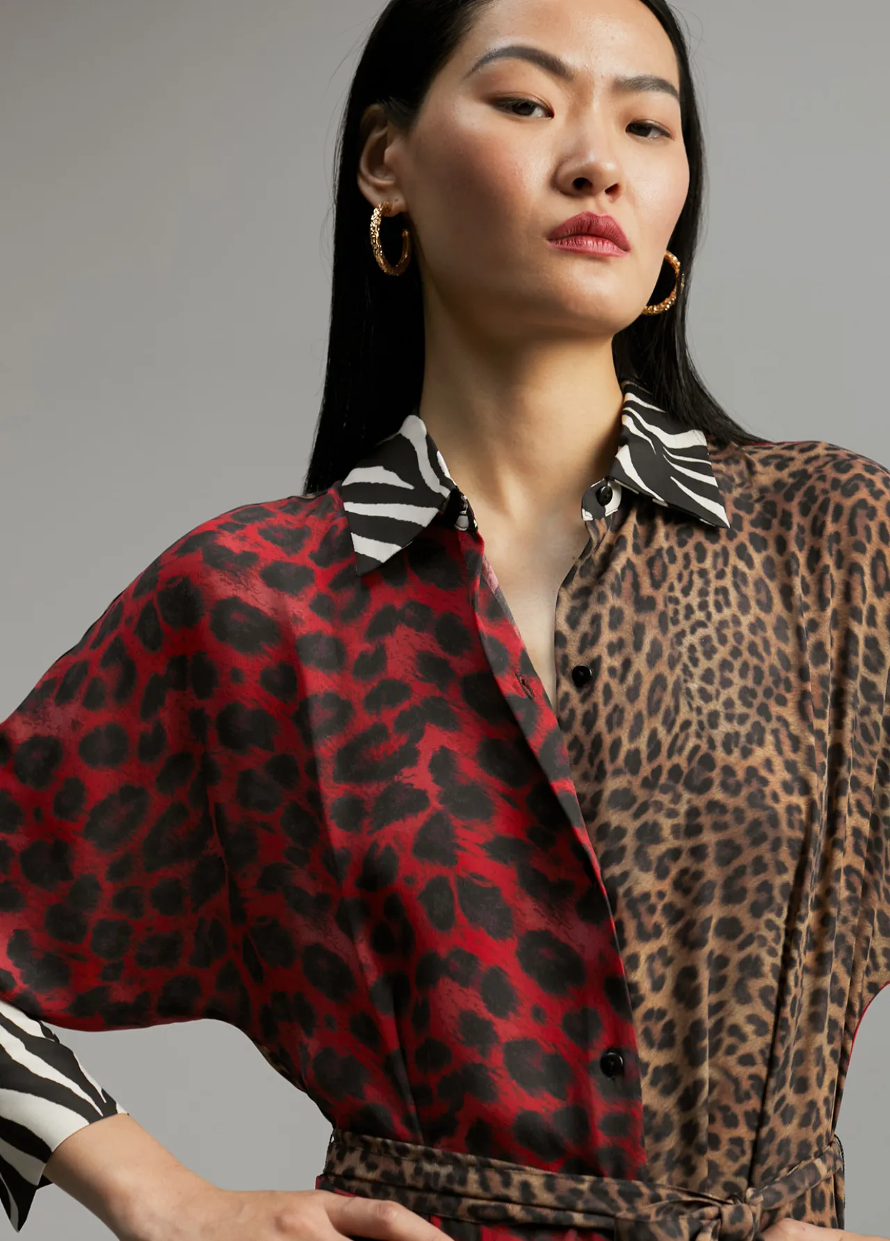 vestido_animal_print_combinado_5.webp Lola Casademunt Animal Print | Vestidos Y Faldas<Vestido animal print combinado ROJO-VERDE