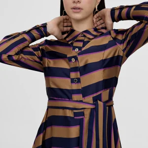 Lola Casademunt Vestidos Y Faldas<Vestido camisero de rayas AZUL-MARRON