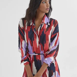 Lola Casademunt Vestidos Y Faldas<Vestido camisero largo y multicolor LILA-ROJO