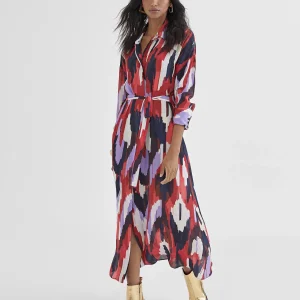 Lola Casademunt Vestidos Y Faldas<Vestido camisero largo y multicolor LILA-ROJO
