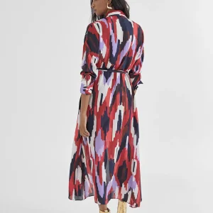 Lola Casademunt Vestidos Y Faldas<Vestido camisero largo y multicolor LILA-ROJO