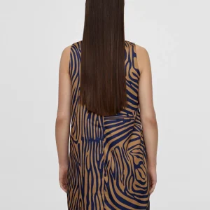 Lola Casademunt Camisetas Y Tops | Vestidos Y Faldas<Vestido corto animal print cebra MARRON-AZUL