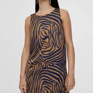 Lola Casademunt Camisetas Y Tops | Vestidos Y Faldas<Vestido corto animal print cebra MARRON-AZUL