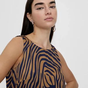 Lola Casademunt Camisetas Y Tops | Vestidos Y Faldas<Vestido corto animal print cebra MARRON-AZUL