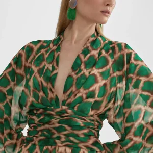 Lola Casademunt Vestidos Y Faldas<Vestido corto fluido estampado VERDE-MARRON