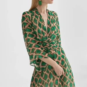 Lola Casademunt Vestidos Y Faldas<Vestido corto fluido estampado VERDE-MARRON