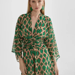 Lola Casademunt Vestidos Y Faldas<Vestido corto fluido estampado VERDE-MARRON