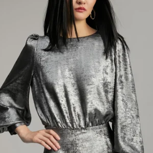 Lola Casademunt Vestidos Y Faldas<Vestido corto laminado PLATEADO