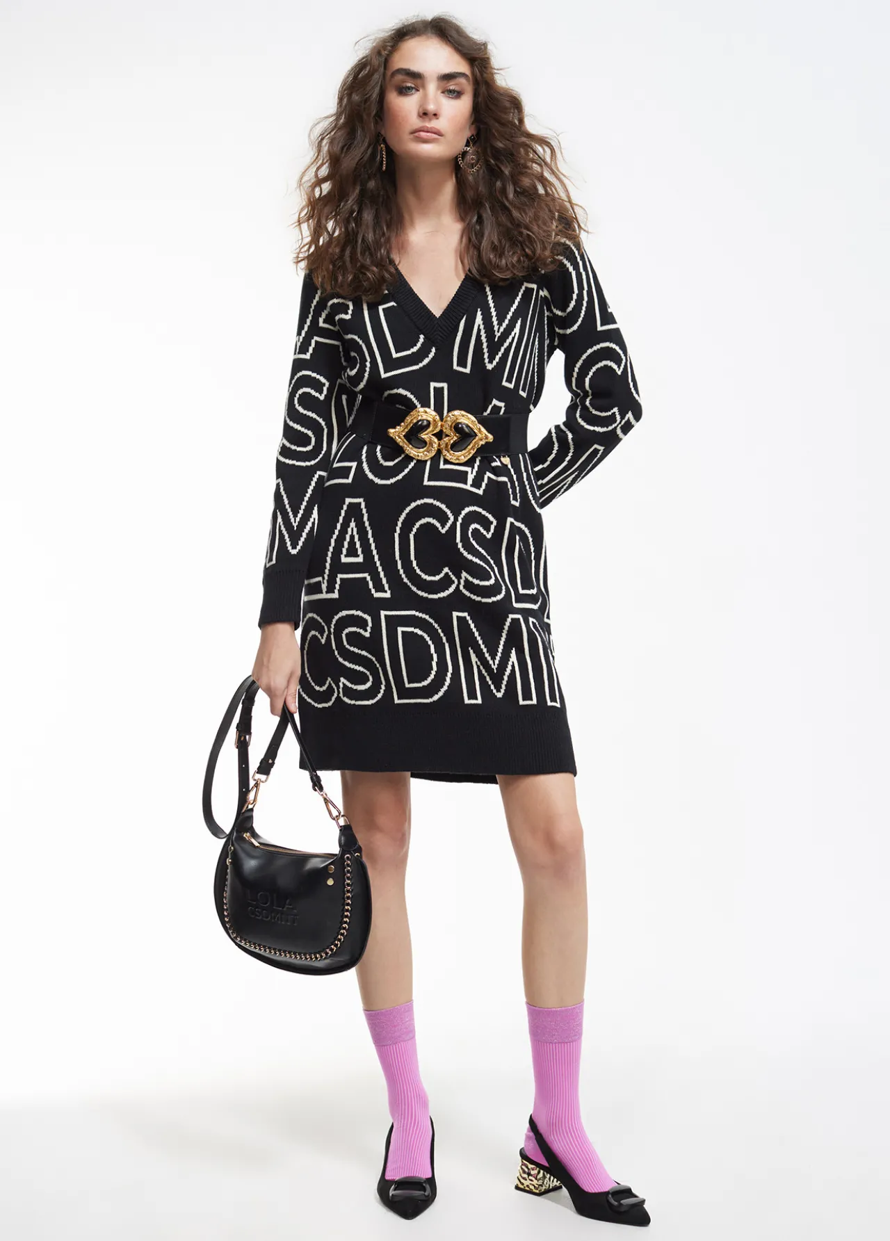 vestido_de_punto_letras_0.webp Lola Casademunt Punto | Vestidos Y Faldas<Vestido de punto letras NEGRO-BLANCO