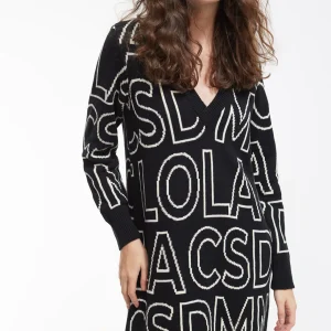 Lola Casademunt Punto | Vestidos Y Faldas<Vestido de punto letras NEGRO-BLANCO