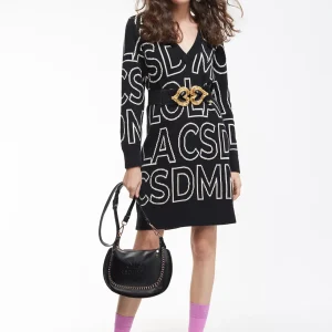 Lola Casademunt Punto | Vestidos Y Faldas<Vestido de punto letras NEGRO-BLANCO