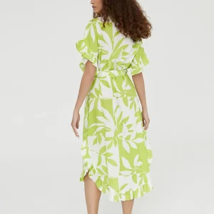 Lola Casademunt Vestidos Y Faldas | Baño<Vestido de volantes estampado VERDE-BLANCO