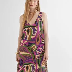 Lola Casademunt Vestidos Y Faldas<Vestido estampado animal combinado LILA-NEGRO