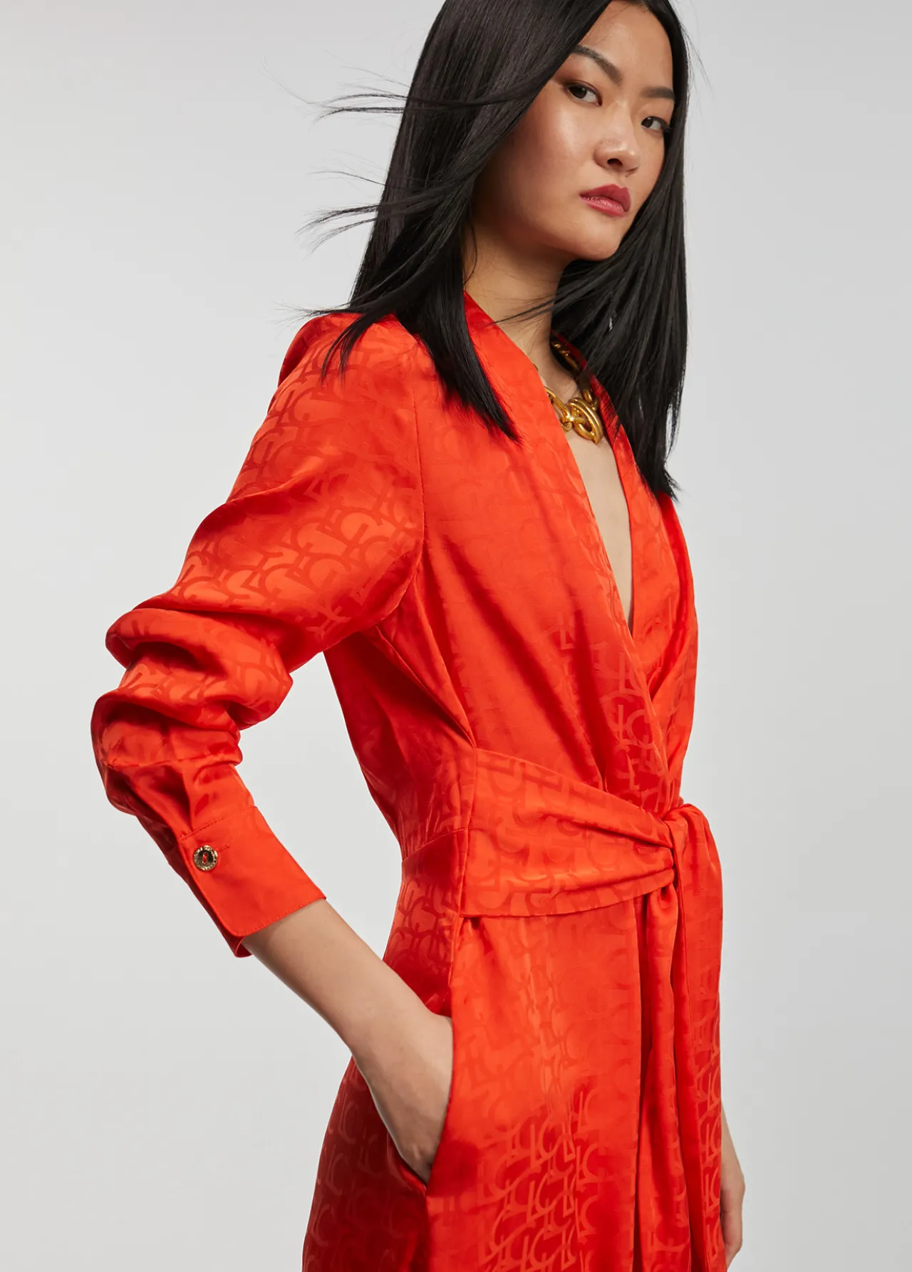 vestido_estampado_logo_1-6.webp Lola Casademunt Vestidos Y Faldas<Vestido estampado logo NARANJA-NARANJA