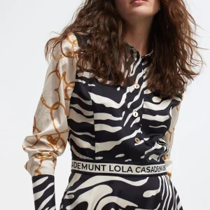 Lola Casademunt Animal Print | Vestidos Y Faldas<Vestido estampado zebra NEGRO-CRUDO