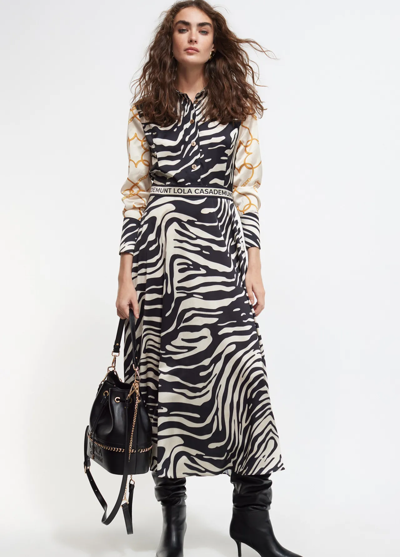 vestido_estampado_zebra_4.webp Lola Casademunt Animal Print | Vestidos Y Faldas<Vestido estampado zebra NEGRO-CRUDO