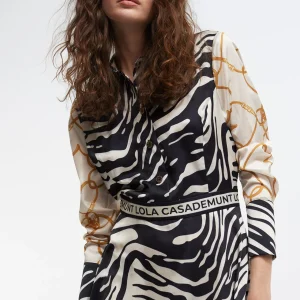 Lola Casademunt Animal Print | Vestidos Y Faldas<Vestido estampado zebra NEGRO-CRUDO