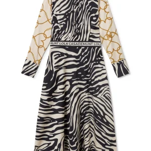 Lola Casademunt Animal Print | Vestidos Y Faldas<Vestido estampado zebra NEGRO-CRUDO