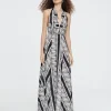 Lola Casademunt Baño<Vestido halter estampado étnico NEGRO-BLANCO