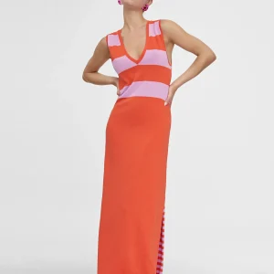 Lola Casademunt Vestidos Y Faldas<Vestido largo de punto AZUL-BLANCO
