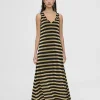 Lola Casademunt Vestidos Y Faldas<Vestido largo de rayas NEGRO-METAL