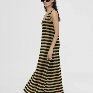 Lola Casademunt Vestidos Y Faldas<Vestido largo de rayas NEGRO-METAL