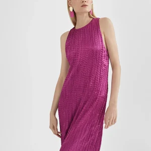 Lola Casademunt Vestidos Y Faldas<Vestido largo efecto plisado MAGENTA