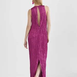 Lola Casademunt Vestidos Y Faldas<Vestido largo efecto plisado MAGENTA