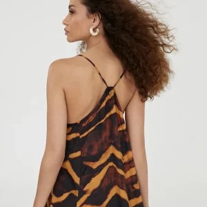 Lola Casademunt Vestidos Y Faldas | Baño<Vestido largo en estampado cebra NEGRO-METAL