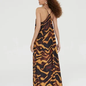 Lola Casademunt Vestidos Y Faldas | Baño<Vestido largo en estampado cebra NEGRO-METAL
