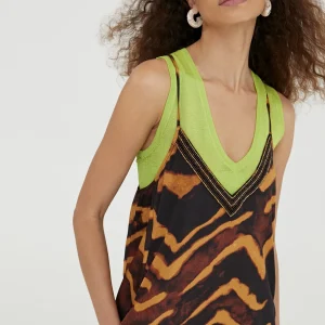 Lola Casademunt Vestidos Y Faldas | Baño<Vestido largo en estampado cebra NEGRO-METAL