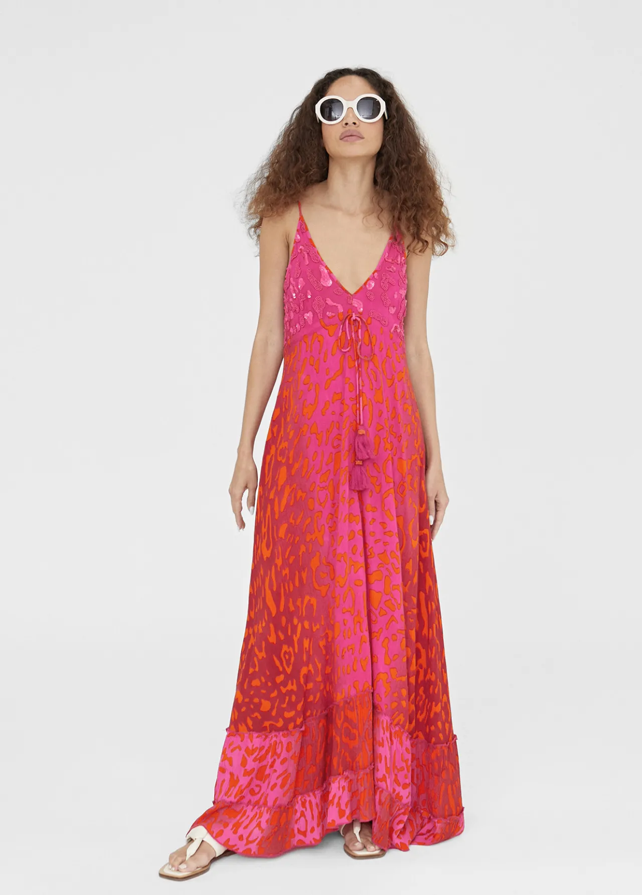 vestido_largo_estampado_animal_print_4.webp Lola Casademunt Baño<Vestido largo estampado animal print ROSA