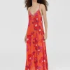 Lola Casademunt Vestidos Y Faldas | Baño<Vestido largo estampado floral ROJO-ROSA