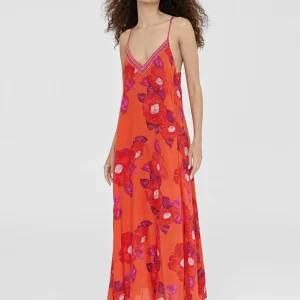 Lola Casademunt Vestidos Y Faldas | Baño<Vestido largo estampado floral ROJO-ROSA